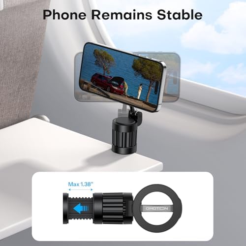 OMOTON 360°Rotating Magnetic Airplane Phone Holder Mount, for Magsafe Airplane Travel Essentials Accessories, Adjustable Foldable Universal Handsfree Phone Stand for iPhone 16 15 14 Pro Max - Image 7