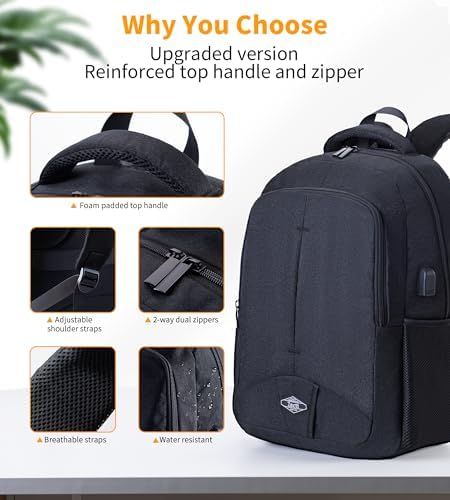 Zecti Travel Laptop Backpack for Men Women Durable Carry on Backpack for Work, Travel, College Backpack with USB Charging Hole, Water Resistant, Large Capacity - Image 2