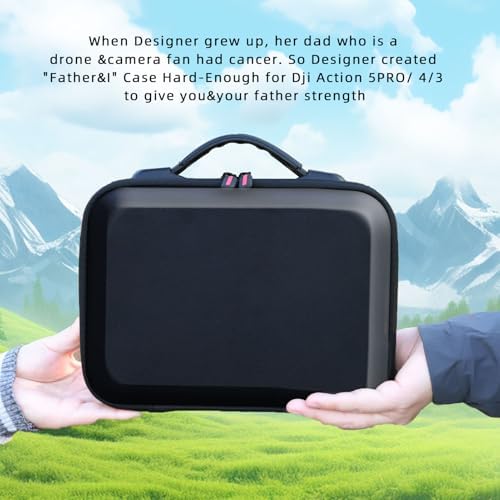 Father&I Osmo Camera 5 Pro Len Action 4 Action 3 Accessories&Adhesive Mount&Stick Thread Only Carry-ing Protective Case Hard Storage Bag Holder Outdoor for DJI Crossbody&Two Way Zipper, Black - Image 4