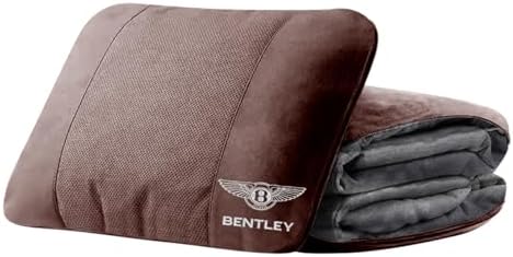 Car Lumbar Support Pillow for Bentley Mulsanne EWB LWB 2016-2021 Car Pillow Car Blanket Quilt Travel Blanket Pillow 2 in 1 Car Throw Pillow Quilt Dual Purpose,Coffee
