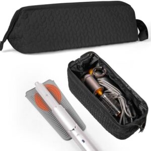 Hair Tools Travel Bag Case, Hair Accessories Organizer with Heat Resistant Mat, Flat Iron Curling Iron Travel Case for Shark Flex Style, Silicone Heat Mat for Hair Tools, Hot Tools Travel Bag (Black)