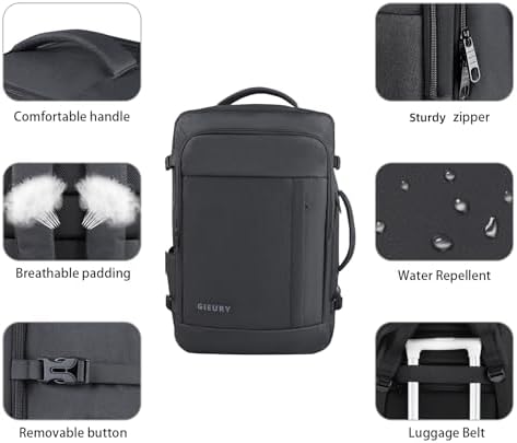 Carry On Backpack, 50L Travel Backpack, Luggage Backpack TSA Flight Approved Laptop Backpack for Men & Women, Large Expandable Bag 40L Daypack Lightweight Business Weekender Bag, Black - Image 5