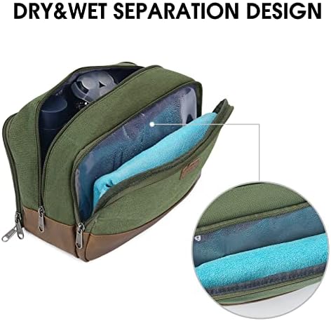 WANDF Travel Toiletry Bag for Men Large Toiletries Shaving Bag Water Resistant Hanging Dopp Kit Travel Accessories Bag for Women Men (Green) - Image 3