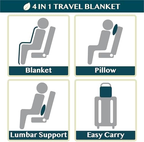 PAVILIA Travel Blanket Pillow, Soft Airplane Blanket 2-IN-1 Combo Set, Plane Blanket Compact Packable, Flight Essentials Car Pillow, Travelers Gift Accessories Luggage Backpack Strap, 60x43 Slate Blue - Image 7