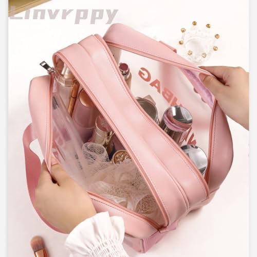 Travel Toiletry Bag Waterproof & Portable Organizer for Makeup and Accessories Large Capacity with Handle Double-Layer Design for Dry & Wet Separation Ideal for Men & Women (Pink) - Image 6
