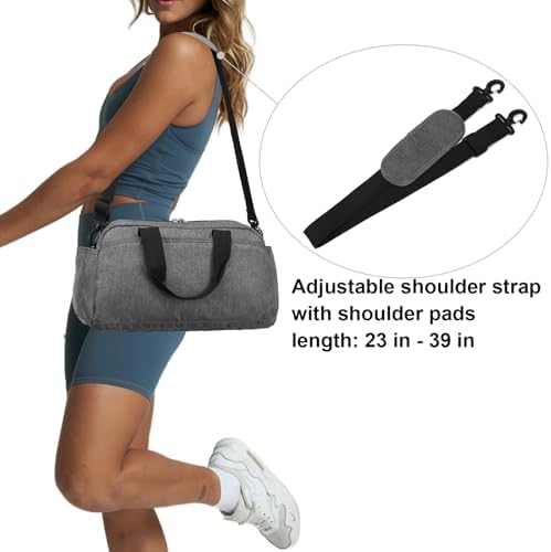 14 inch Small Gym Bag for Women & Men, Mini Duffel Bag for Travel Sports Lightweight Carry On Bag, Grey - Image 6