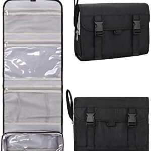 Relavel Travel Hanging Toiletry Bag for Men Women Travel Kit Shaving Bag Waterproof Large Makeup Bag Wash Bag Makeup Organizer Cosmetic Case for Bathroom Shower Black