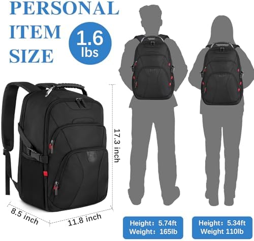 ZOMFELT Travel Backpack, 15.6 inch Laptop Backpack for Men Women, Water Resistant College School Computer Bag, Carry On Bag Airline Approved Business Work Bag, Laptop Bag for Work Trip Gift, Black - Image 5