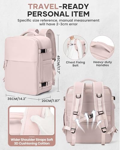 Vacuum Travel Backpack with Pump for Women,Airback Personal Item Carry on Backpacks Flight Approved 18x14x8 inches for Men,Laptop Waterproof Work Compression bags Casual Daypack,Pink. - Image 8