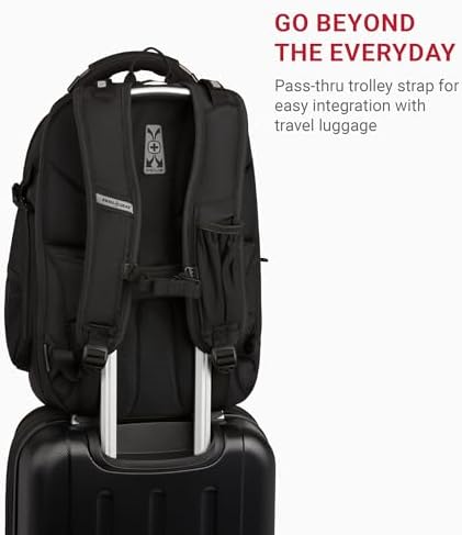 SwissGear Travel Tech Elite Laptop Backpack – Fits Laptops up to 16” – ScanSmart TSA-Friendly Backpack with USB Port, Shoe Compartment & Organizer Pockets – Black - Image 4