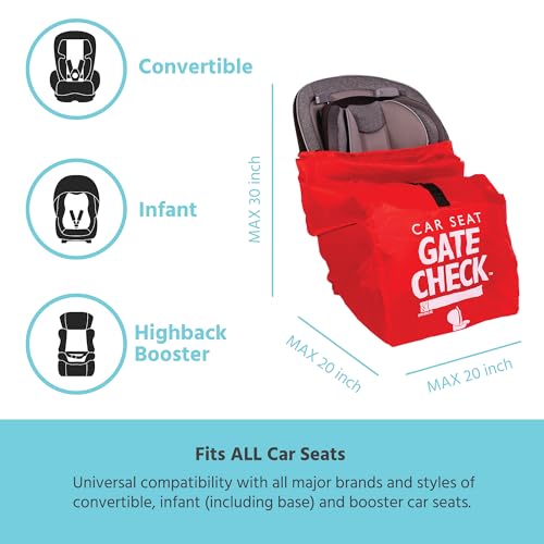 J.L. Childress Gate Check Bag for Car Seats - Travel Bag for Airplane - Includes AIRTAG Holder - Fits All Baby Car Seats, Infant Carriers & Child Booster Seats, Red - Image 5