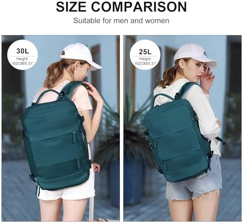 coowoz Large Travel Backpack For Women Men,Carry On Backpack,Hiking Backpack Waterproof Outdoor Sports Rucksack Casual Daypack Travel Essentials(Peacock Blue) - Image 8