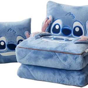 Travel Blanket and Pillow - 2 in 1 Airplane Blanket Compact with Soft Bag Pillowcase for All Season Soft Flannel Throw Blankets for Bed, Sofa 75"x57"