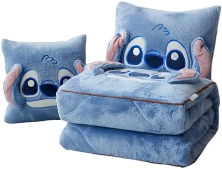 Travel Blanket and Pillow - 2 in 1 Airplane Blanket Compact with Soft Bag Pillowcase for All Season Soft Flannel Throw Blankets for Bed, Sofa 75"x57"