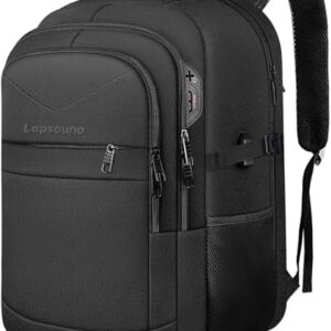 Travel Backpack, Large Carry on Backpack, 17 Inch Laptop Bag, Big Sturdy TSA-Friendly with USB Port College School Rucksack Bag, Gifts for Him Men Women, Black