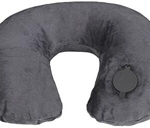 Lewis N. Clark Compact Portable Adjustable and Inflatable Cervical Neck Pillow for Travel, Gray, One Size