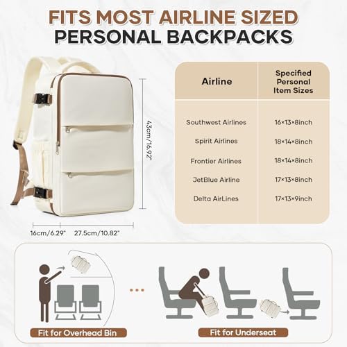 Travel Backpack For Women Men Carry on Backpack Luggage Flight Approved Personal item Travel Bag Essentials Mochila de viaje Laptop College Backpack Beige Brown - Image 2