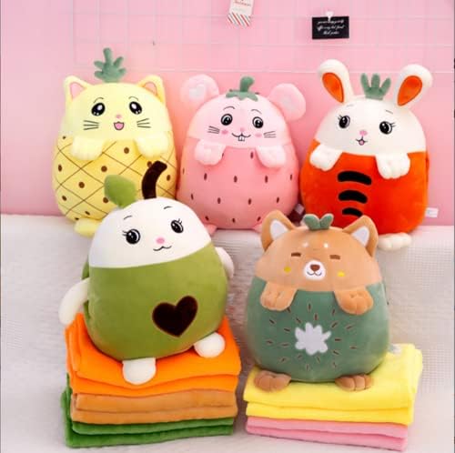 YUDONG Kids Stuffed Animal Travel Blanket and Pillow Set, Adorable 3 in 1 Multifunctional Fruit Plush Pillow with Hand Warmer Design, Perfect for Travel, Camping, Car, Home and Office (15") (Green) - Image 6