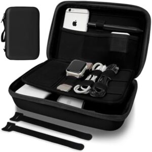 Hard Travel Electronic Organizer Case for Power Bank Chargers Cables USB Flash Drive SD Card Electronics & Backpack Organizer Travel Case Small Portable Accessories Bag, Black