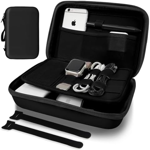 Hard Travel Electronic Organizer Case for Power Bank Chargers Cables USB Flash Drive SD Card Electronics & Backpack Organizer Travel Case Small Portable Accessories Bag, Black