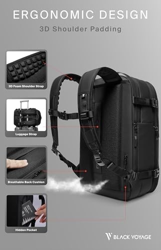 Vortex Vacuum Seal Travel Backpack 60L Exapandable Air Compression System Water Resistant TSA Lock Carry-On Suitcase Luggage Black AERO - Vacuum Pump Included - Image 4