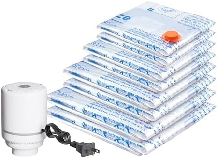 Vacuum Storage Bags with Electric Air Pump 8 Combo (2 Jumbo/2 Large/2 Medium/2 Small), Travel Vacuum Bags For Luggage, Airtight Compression Bags for Clothes, Pillows, Comforters, Blankets, Bedding