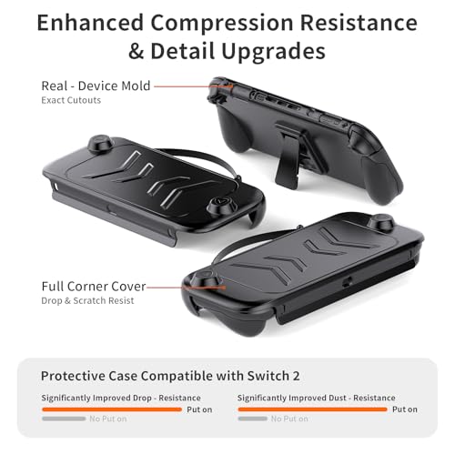 JDDWIN Full Protective Case Compatible with Nintendo Switch 2 2025, Soft TPU Grip Protective Cover Switch 2 Skin Accessories for Joy-Con, Travel Carring Case,Detachable Front Shell Cover and Kickstand - Image 3