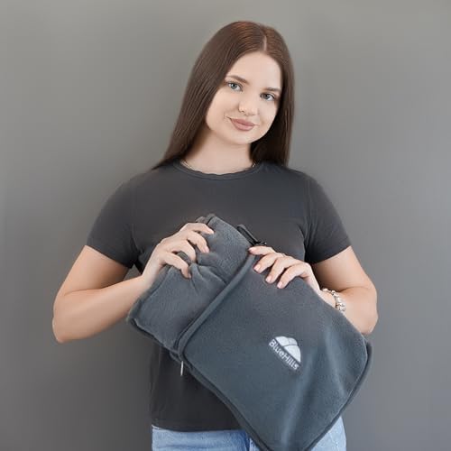 BlueHills Premium Soft Travel Blanket Pillow Airplane Flight Blanket Throw Bag Pillowcase Compact Large 2 in 1 Combo Warm Traveling Plane Essentials Portable Gifts Lightweight Grey Gray T007 - Image 8