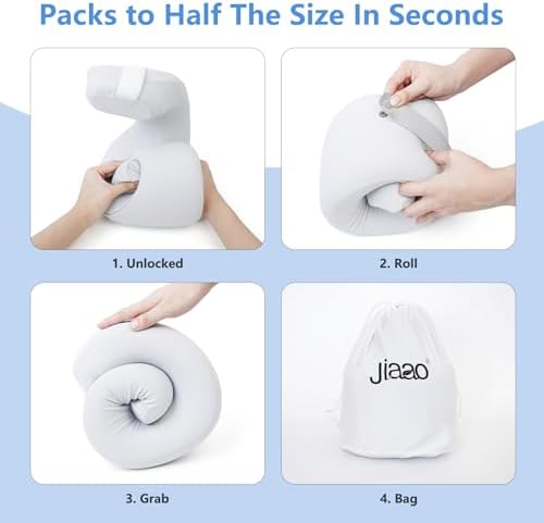 2 in 1 Neck Pillow Airplane, Ergonomic Memory Foam Travel Neck Pillow, Travel Essentials with 3D Eye Masks, Earplugs, and Portable Drawstring Bag, U Shape Neck Support for Traveling, Car, Home - Image 8