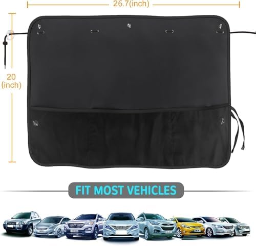 Car Sun Shade Side Window, 2 Pcs Blackout Car Window Shade for Baby Privacy with Storage Net Pockets Car Curtains 7 Suction Cups for Heat/UV Protection Sun Block Covers - Image 6