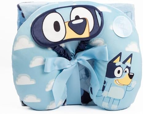 Jay Franco Bluey Kids Travel Set - 3 Piece Set Includes 40 x 50 Throw Blanket, Eye Mask, and Neck Pillow - Super Soft & Cozy Travel Accessories - Image 6