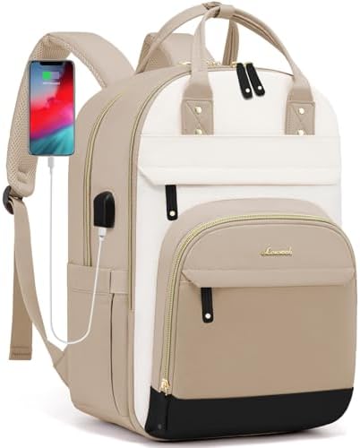 LOVEVOOK Laptop Backpack Women,Large Capacity 15.6 inch Laptop Bag Travel Backpack for Women,Computer Work College Teacher Backpacks with USB Port,Waterproof Personal Item Backpack Casual Daypack