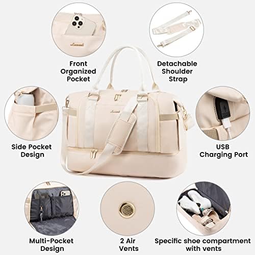 Gym Bag for Women LOVEVOOK Travel Duffel Bag with USB Charging Port,Weekender Bags for Women with Shoe Compartment,Carry on Overnight Bag with Toiletry Bag,Hospital Bags for Labor and Deliver - Image 8