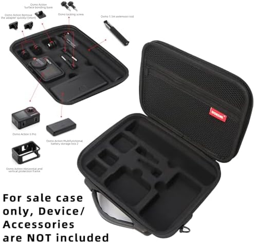 Father&I Osmo Camera 5 Pro Len Action 4 Action 3 Accessories&Adhesive Mount&Stick Thread Only Carry-ing Protective Case Hard Storage Bag Holder Outdoor for DJI Crossbody&Two Way Zipper, Black - Image 2