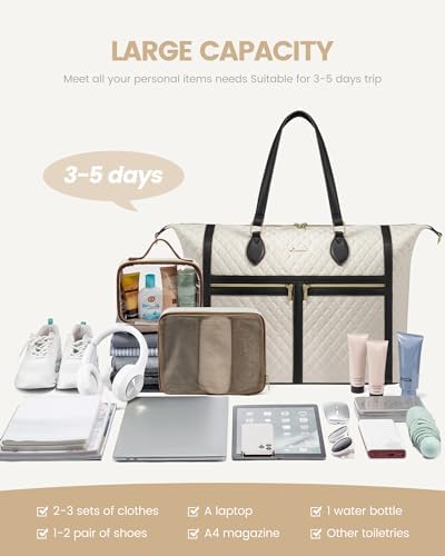 LOVEVOOK Travel Weekender 4-in-1 Duffle With Shoes Compartment, Carry On Overnight Bag, Toiletry Pouch & Wet Pocket, Large Tote for Women Labor Delivery Hospital - Image 7