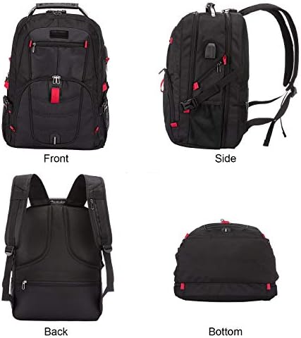 LOVEVOOK Travel Laptop Backpack Waterproof Anti Theft with Lock and USB Charging Port Large Computer Business Backpack for Men Women College (17 inch, Black) - Image 8