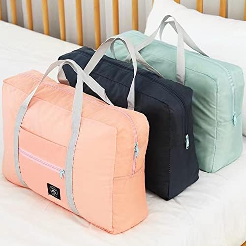 2 Pack Foldable Travel Bag Waterproof Travel Duffel Bag,Women Ladies Man Canvas Weekender Bag Overnight Carry-on Tote Duffel in Trolley Handle (Black&Rred)… - Image 8