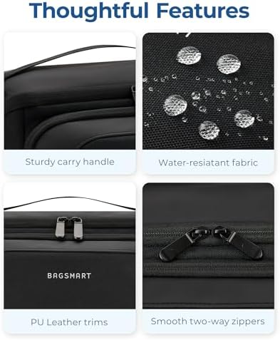 BAGSMART Toiletry Bag for Men, Wide Opening Travel Bag for Toiletries, Dopp Kit Water Resistant Shaving Hygiene Bag for Bathroom Shower, Toiletries Accessories,Travel Essentials-Gray - Image 5