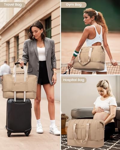 LOVEVOOK Travel Duffle Bag,Puffer Weekender Bags For Women with Shoe Compartment,42L Carry On Duffel Bags For Airplanes,Hospital Bag for Labor and Delivery,Overnight Bag With Toiletry Bag,2Pcs Set - Image 7