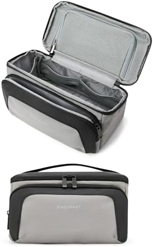 BAGSMART Toiletry Bag for Men, Wide Opening Travel Bag for Toiletries, Dopp Kit Water Resistant Shaving Hygiene Bag for Bathroom Shower, Toiletries Accessories,Travel Essentials-Gray