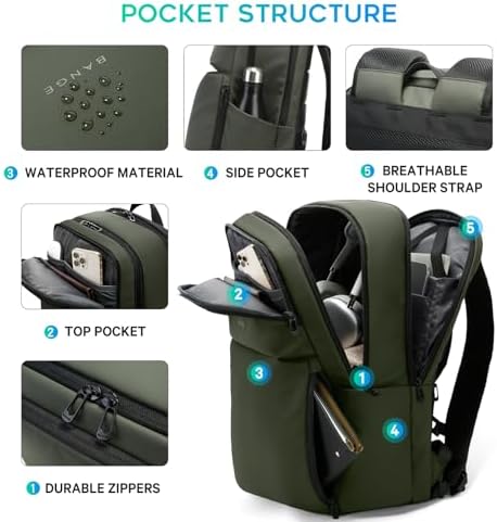 FUTURE AESTHETICS Smart Waterproof Travel Backpack Business Flight Approved Carry on Backpack for Men Women ,Large Capacity Laptop Backpack,Water Resistant Computer Backpack Fits 16 Inch Laptop(Green) - Image 3