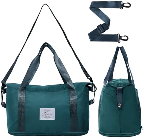 Travel Duffel Bag - Large Shoulder Weekender Overnight Bag, Carry on Bag with Wet Pocket, Waterproof Expandable Duffel Bag with Trolley Sleeve, Sports Tote Gym Bag for Women, Peacock blue - Image 2