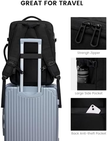 LOVEVOOK Carry on Travel Backpack, Large 50L for Men & Women Flight Approved with USB Charging Port&3 Packing Cubes, Large Suitcase Water Resistant Luggage Daypack Business Weekender Bag, Black - Image 5