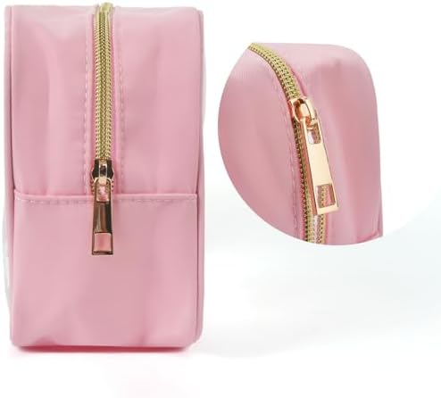 Personalized Initial Letter Makeup Bag Clear Preppy Cosmetic Pouch Waterproof Zipper Beach Travel Toiletry Bag Organizer for Women Pink L - Image 4