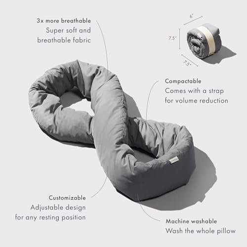 Huzi Infinity Pillow - Home Travel Soft Neck Scarf Support Sleep (Grey) - Image 3