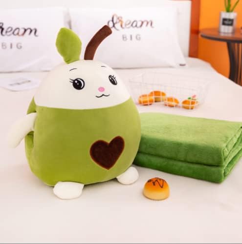 YUDONG Kids Stuffed Animal Travel Blanket and Pillow Set, Adorable 3 in 1 Multifunctional Fruit Plush Pillow with Hand Warmer Design, Perfect for Travel, Camping, Car, Home and Office (15") (Green) - Image 2