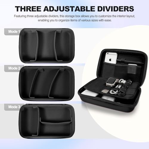 Hard Travel Electronic Organizer Case for Power Bank Chargers Cables USB Flash Drive SD Card Electronics & Backpack Organizer Travel Case Small Portable Accessories Bag, Black - Image 3