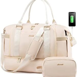 Gym Bag for Women LOVEVOOK Travel Duffel Bag with USB Charging Port,Weekender Bags for Women with Shoe Compartment,Carry on Overnight Bag with Toiletry Bag,Hospital Bags for Labor and Deliver