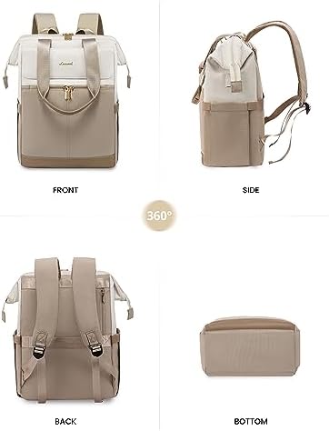 LOVEVOOK Laptop Backpack for Women, 15.6 Inch Work Laptop Bag with USB Port, Fashion Teacher Nurse Backpack Purse, Waterproof Travel Computer Backpack with Organizer Bag, 2PCS, Beige-Khaki - Image 9