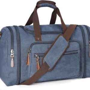 Sechunk Duffle Bag Canvas Large Outdoor Shoulder Bag Overnight Handbag Travel Tote Luggage Weekender Bag